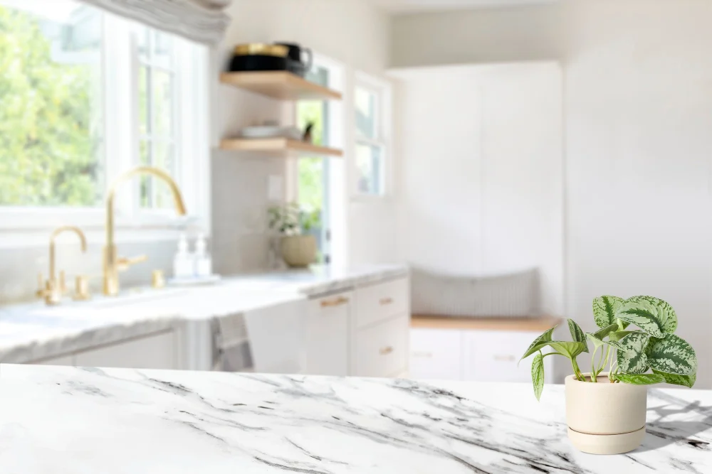 Dapur dengan motif batu granit