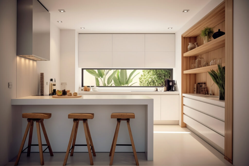 U shaped open kitche